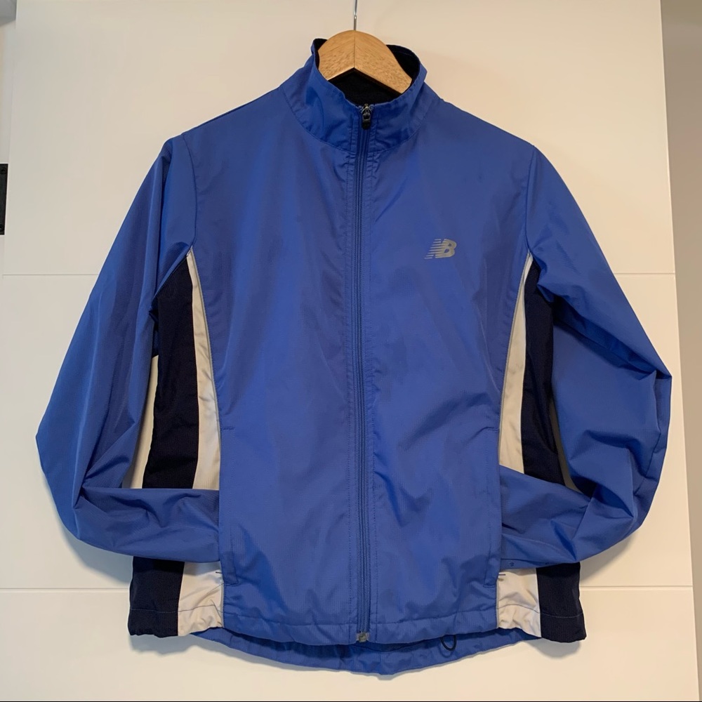 New Balance Blue Windbreaker Jacket with Navy and White Panels